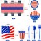 162 Pcs American Flag Patriotic Party Supplies Red White and Blue Disposable Plastic Tablecloths Knife Fork Spoon Paper Plates Cups Napkins for Veterans Day Decorations(Simple)